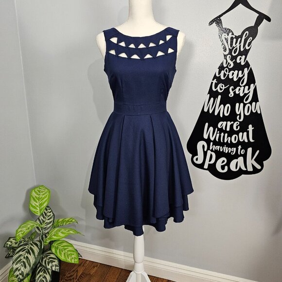 LULUS Flirting with Danger Cutout Navy Blue Mini Dress - Picture 2 of 12